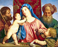 Die Muttergottes zwischen Rosen und Schwertlilien Die Muttergottes zwischen Rosen und Schwertlilien
